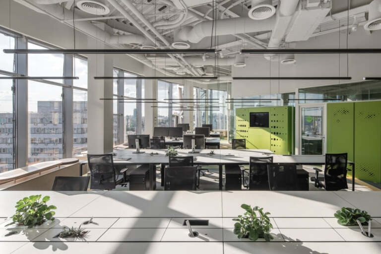 格莱美跨国公司办公室装修，使用环保材料和天然木材