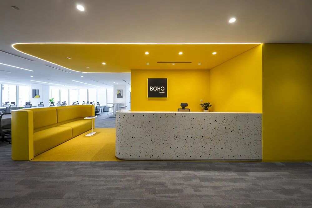 深圳办公室设计巧妙用色和趣味元素营造惬意办公氛围