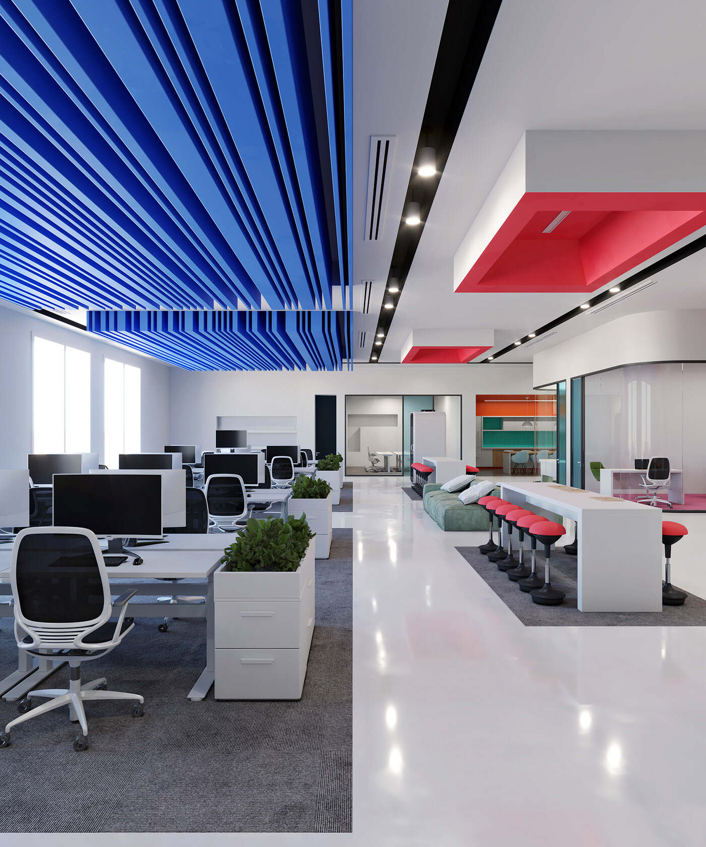 设计赏析丨一个职场年轻人喜欢的彩色办公空间