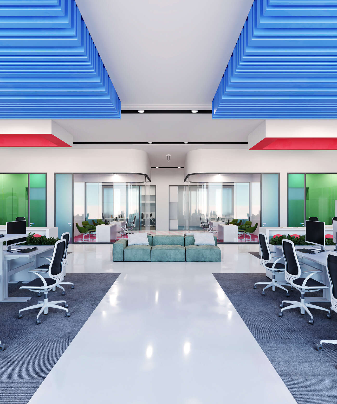 设计赏析丨一个职场年轻人喜欢的彩色办公空间